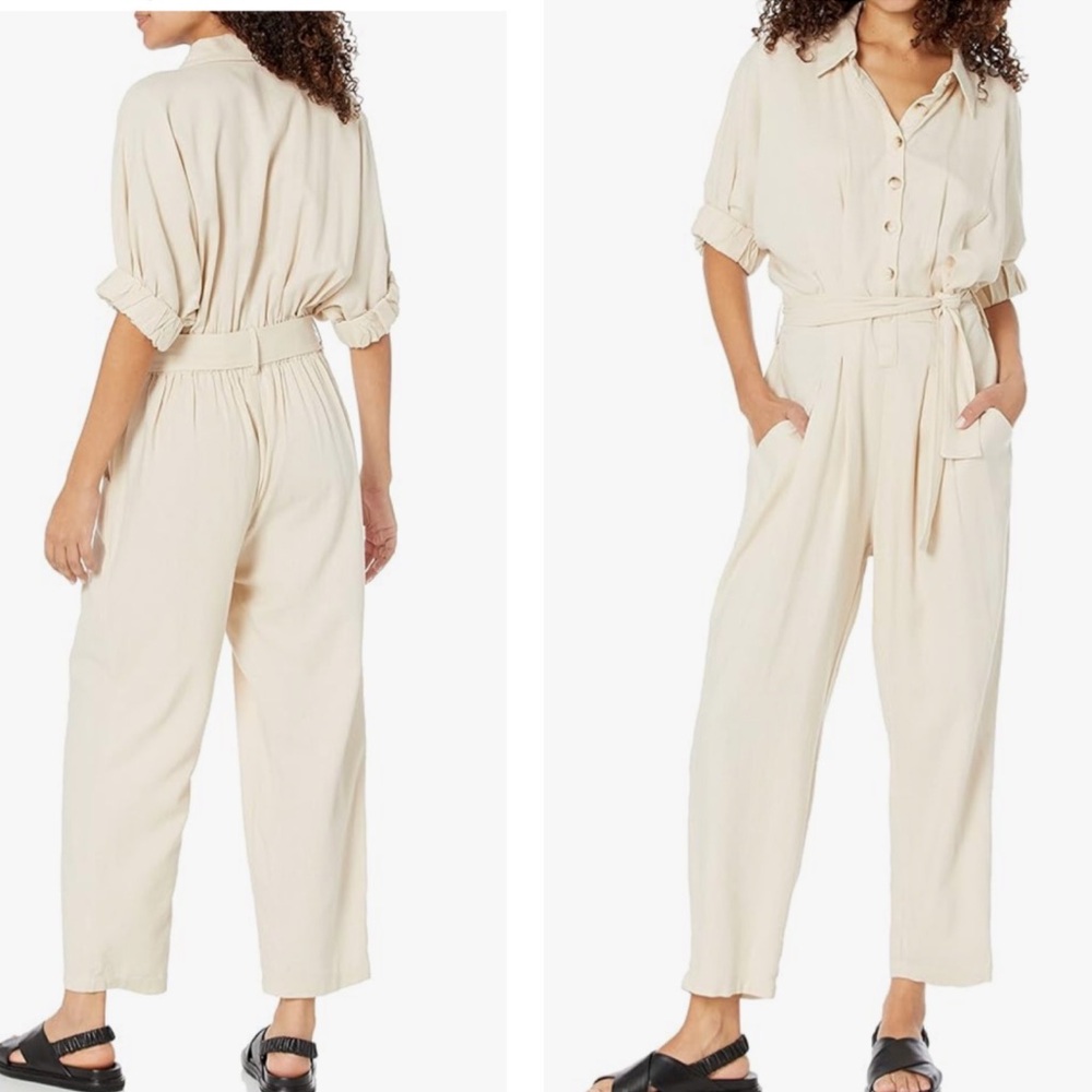BLANK NYC Linen Jumpsuit with Belt, Comfortable and Elegant Trous